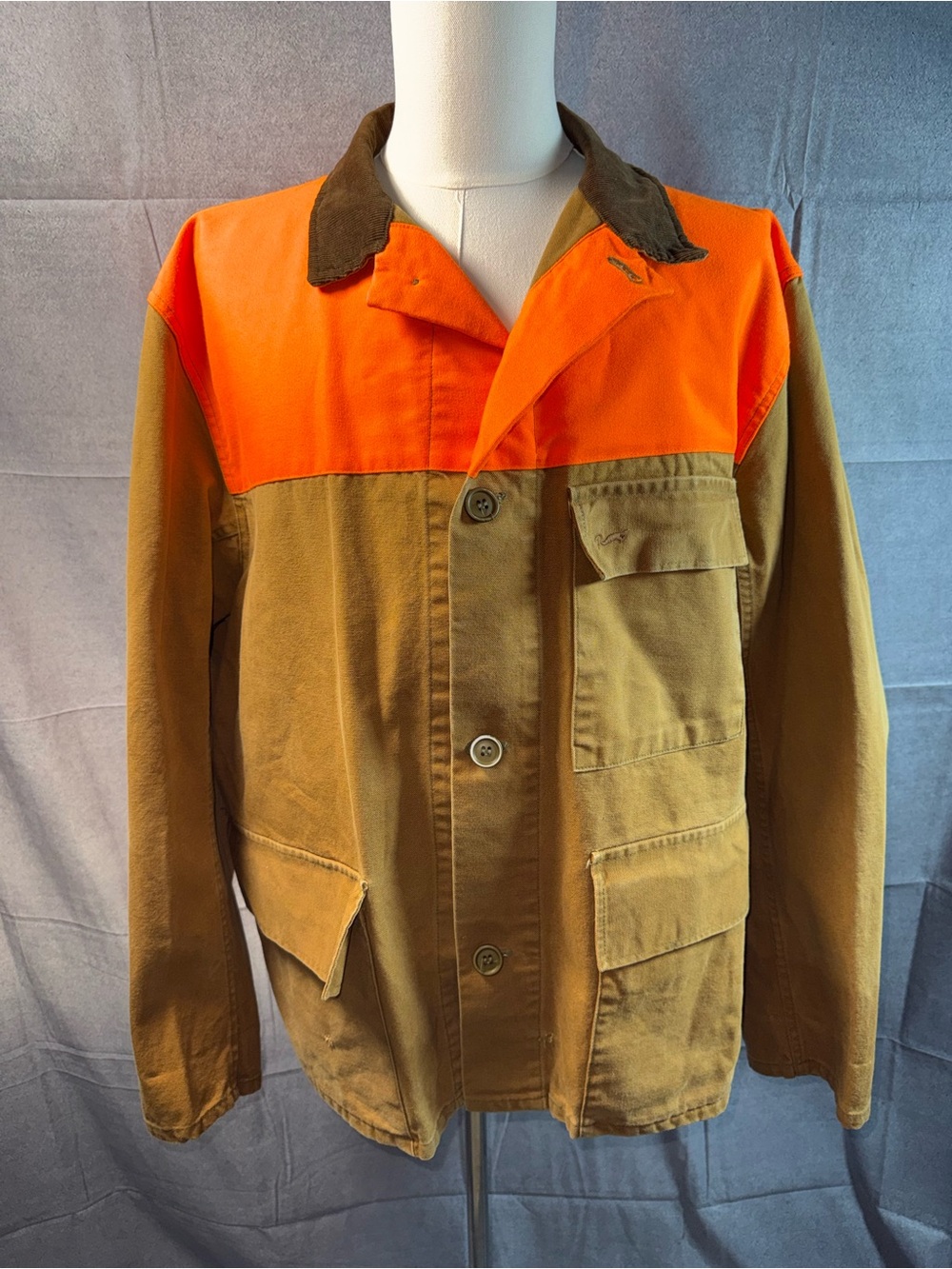 17A-Duxbak Men's Two-Tone Field Jacket - Orange & Brown Utility Style